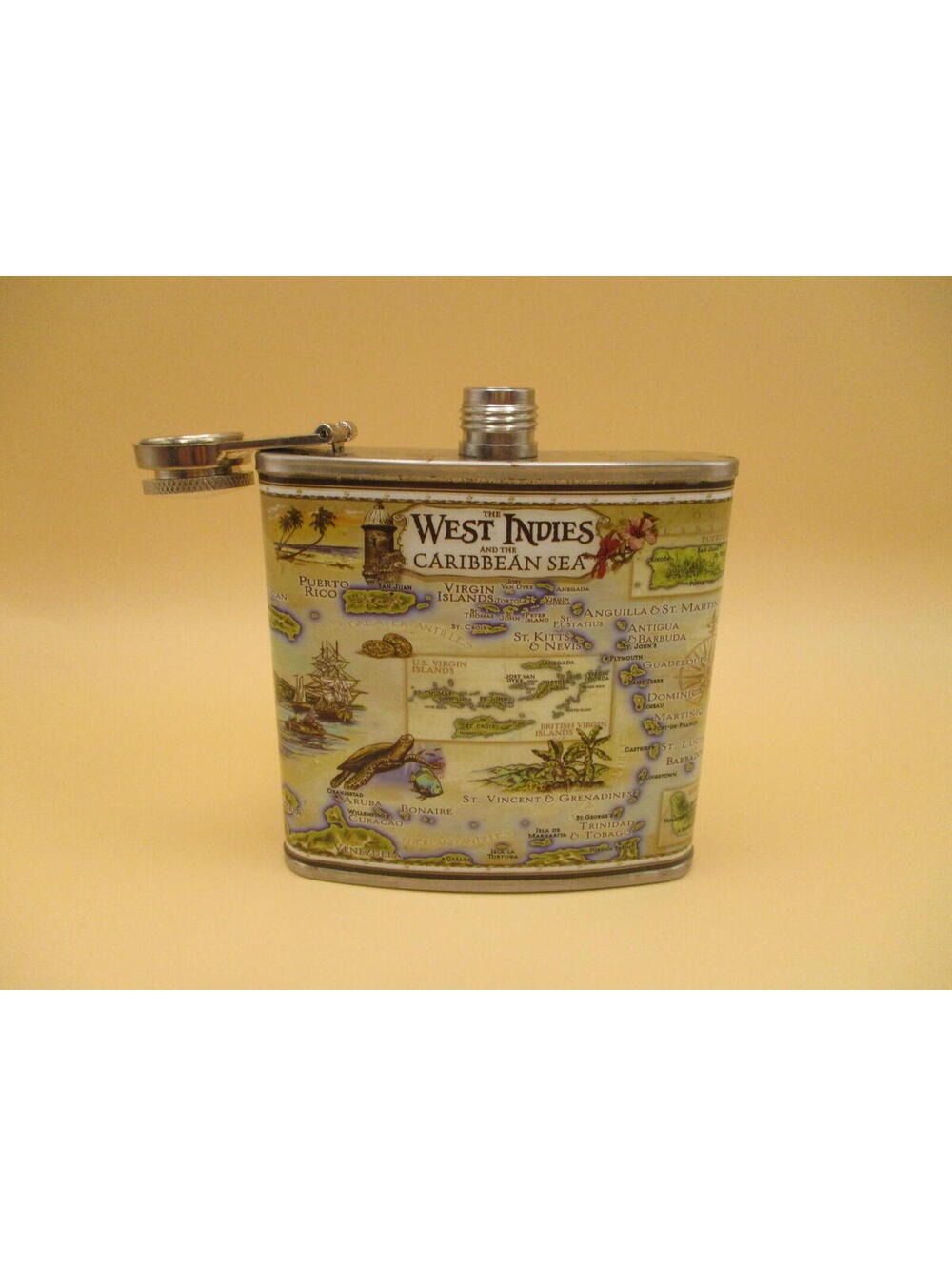 West Indies Caribbean Sea Themed Stainless Steel Hip Flask